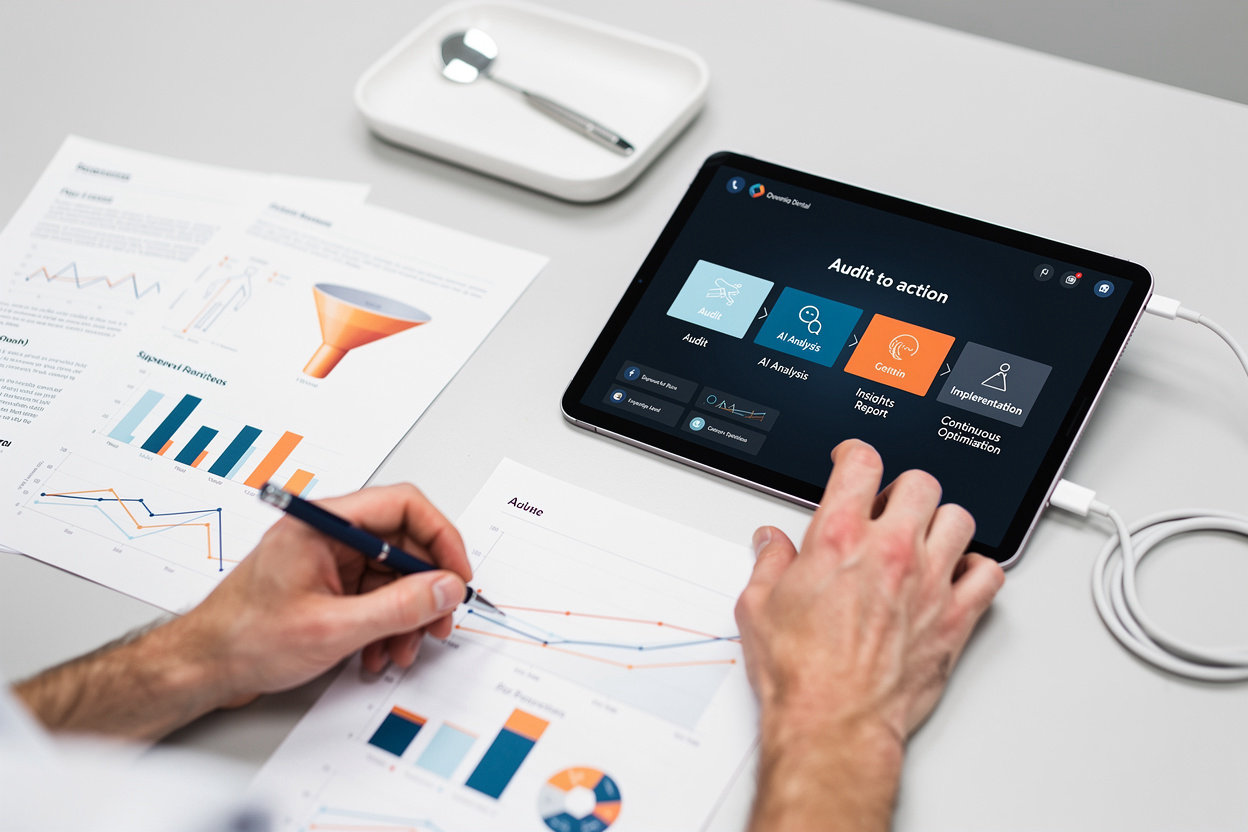 Orasync | AI-Powered Dental Operating System practice audit journey showing data analysis and growth optimization process